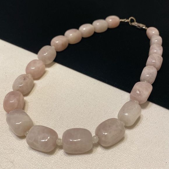 Vintage Chunky Rose Quartz Necklace - Picture 14 of 16